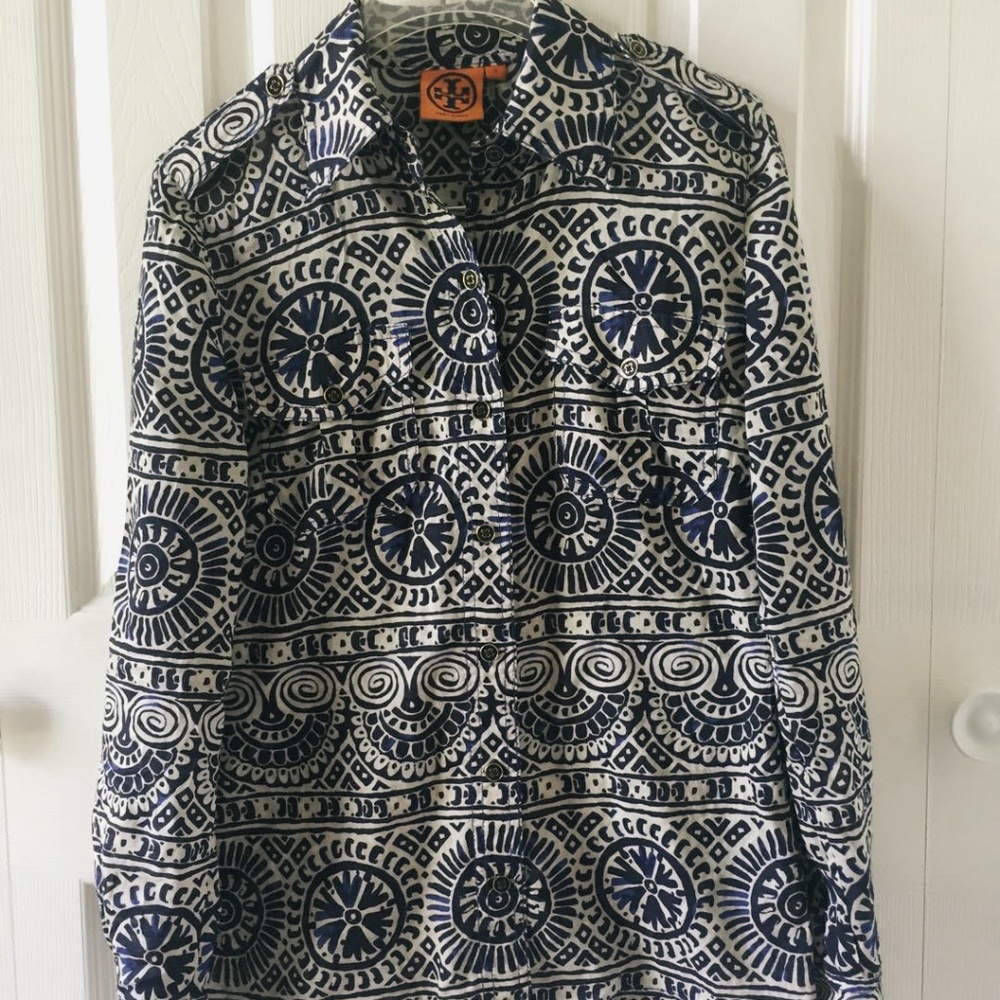 Tory Burch Printed blue/white shirt US0